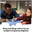 In-room lifestyle environment view demonstrating real-world size and scale constraints for the LEGO<sup>®</sup> Bluey 11216 Grannies with Bingo and Bluey set. 