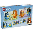 Back packaging art showcasing play features and model details for the LEGO Bluey 11217 BrickBuilt Bluey Family Damaged Box. 