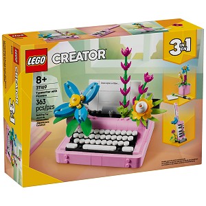 Front packaging art view for the brand new LEGO® Creator 31169 Typewriter with Flowers. 