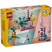 Back packaging art showcasing play features and model details for the LEGO® Creator 31169 Typewriter with Flowers. 