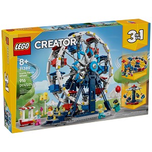 Front packaging art view for the brand new LEGO Creator 31389 Iconic Ferris Wheel. 