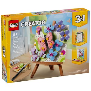 Front packaging art view for the brand new LEGO Creator 31390 Floral Art Decor Painting. 