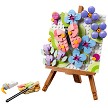Complete built stock model assembly display of the LEGO Creator 31390 Floral Art Decor Painting. 
