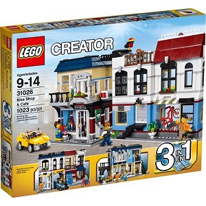 Additional product catalog view highlighting the features of the LEGO® Creator 31026 Bike Shop & Caf&eacute; *Very Minor Damage* (SOLD OUT). 