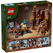 Back packaging art showcasing play features and model details for the LEGO Minecraft 21272 Woodland Mansion Fighting Ring. 