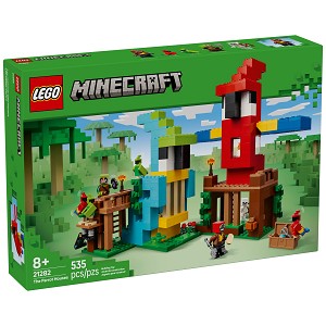 Front packaging art view for the brand new LEGO Minecraft 21282 The Parrot Houses. 