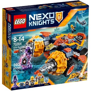 Additional product catalog view highlighting the features of the LEGO Nexo Knights 70354 Axls Rumble Maker. 