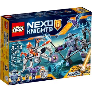 Additional product catalog view highlighting the features of the LEGO Nexo Knights 70359 Lance vs lightning. 