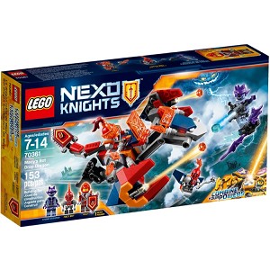 Additional product catalog view highlighting the features of the LEGO Nexo Knights 70361 Macys Bot Drop Dragon. 