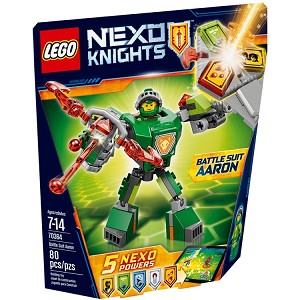 Additional product catalog view highlighting the features of the LEGO Nexo Knights 70364 Battle Suit Aaron. 