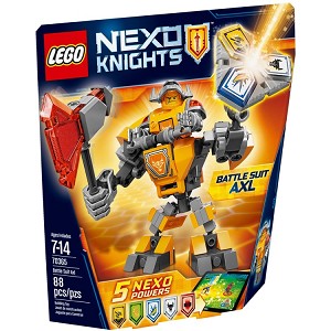 Additional product catalog view highlighting the features of the LEGO Nexo Knights 70365 Battle Suit Axl. 