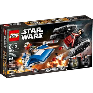 Additional product catalog view highlighting the features of the LEGO® Star Wars™ 75196 A-Wing vs. TIE Silencer Microfighters (SOLD OUT). 