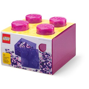 Additional product catalog view highlighting the features of the LEGO Storage Products 40090801 4Stud Brick Top Lid Glitter Medium Violet. 
