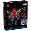 Back packaging art showcasing play features and model details for the LEGO Super Heroes Marvel 76326 Iron SpiderMan Bust. 