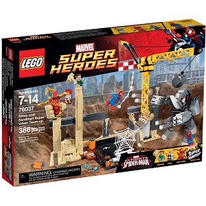 Additional product catalog view highlighting the features of the LEGO Super Heroes Marvel 76037 Rhino and Sandman Supervillain Teamup SOLD OUT. 