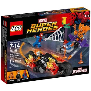 Additional product catalog view highlighting the features of the LEGO Super Heroes Marvel 76058 SpiderMan Ghost Rider TeamUp SOLD OUT. 