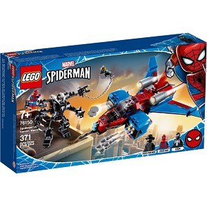 Additional product catalog view highlighting the features of the LEGO Super Heroes Marvel 76150 Spiderjet vs Venom Mech SOLD OUT. 