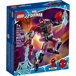 Additional product catalog view highlighting the features of the LEGO Super Heroes Marvel 76171 Miles Morales Mech Armor SOLD OUT. 